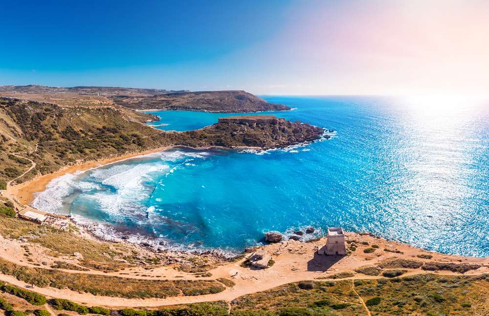 Vista panoramica di Tuffieha Bay